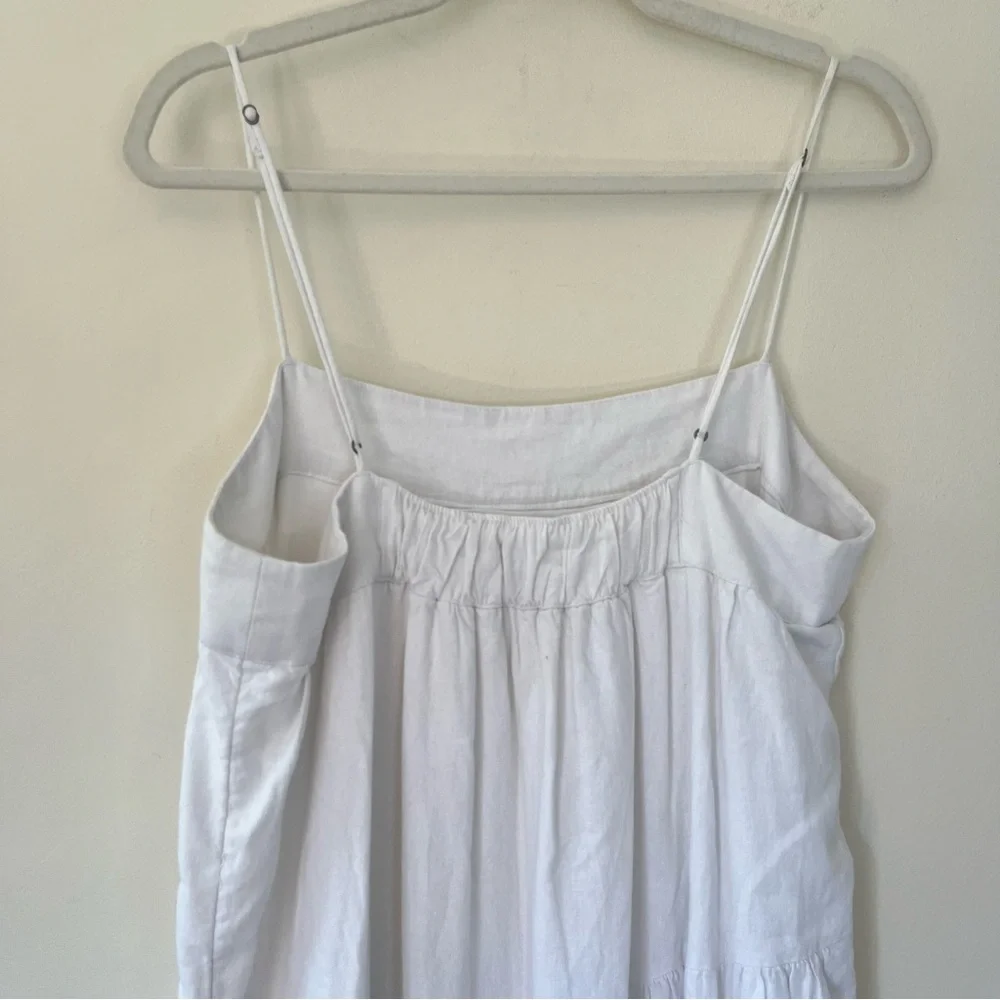 Abercrombie & Fitch Linen Blend Asymmetric Tiered Maxi Dress Adjustable Straps
